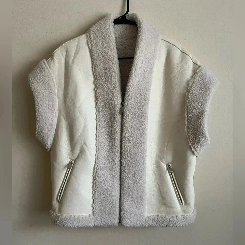 Poppy faux leather vest in ivory - Picture 1 of 6